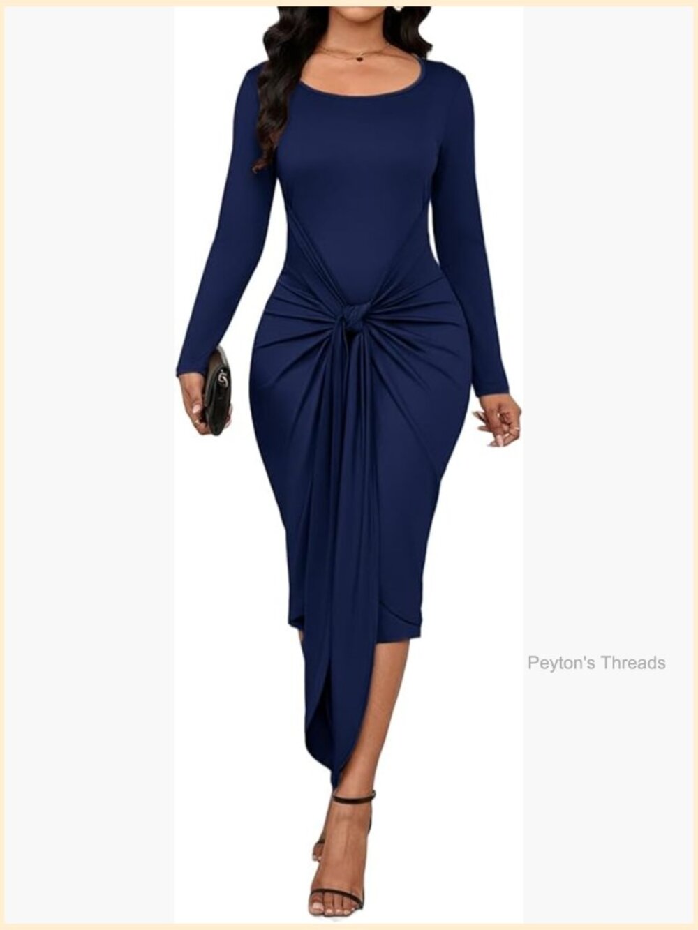 Long Sleeve Square Neck Bodycon Midi Dress Wrap Party Club Dress
